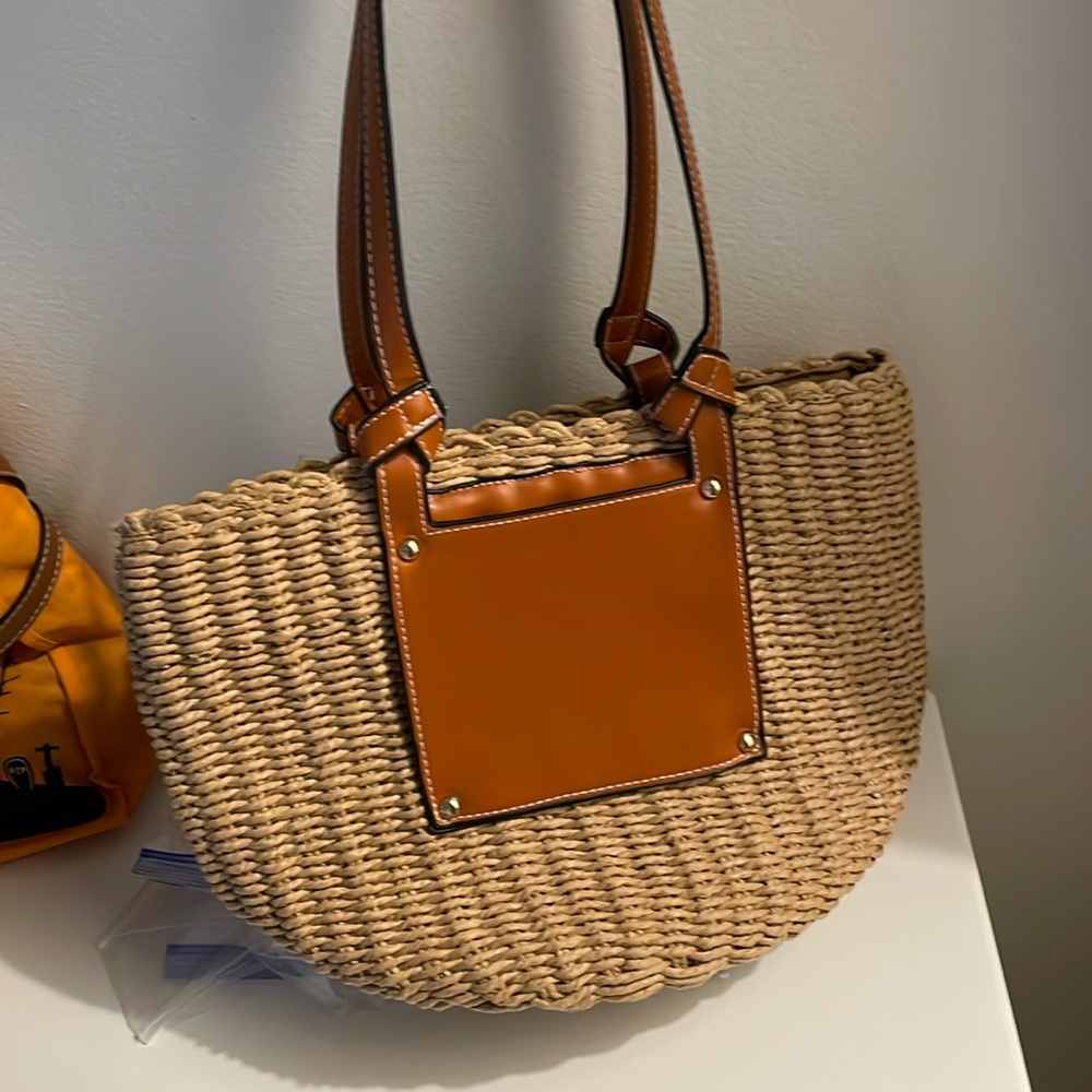 Tan Woven Tote Bag